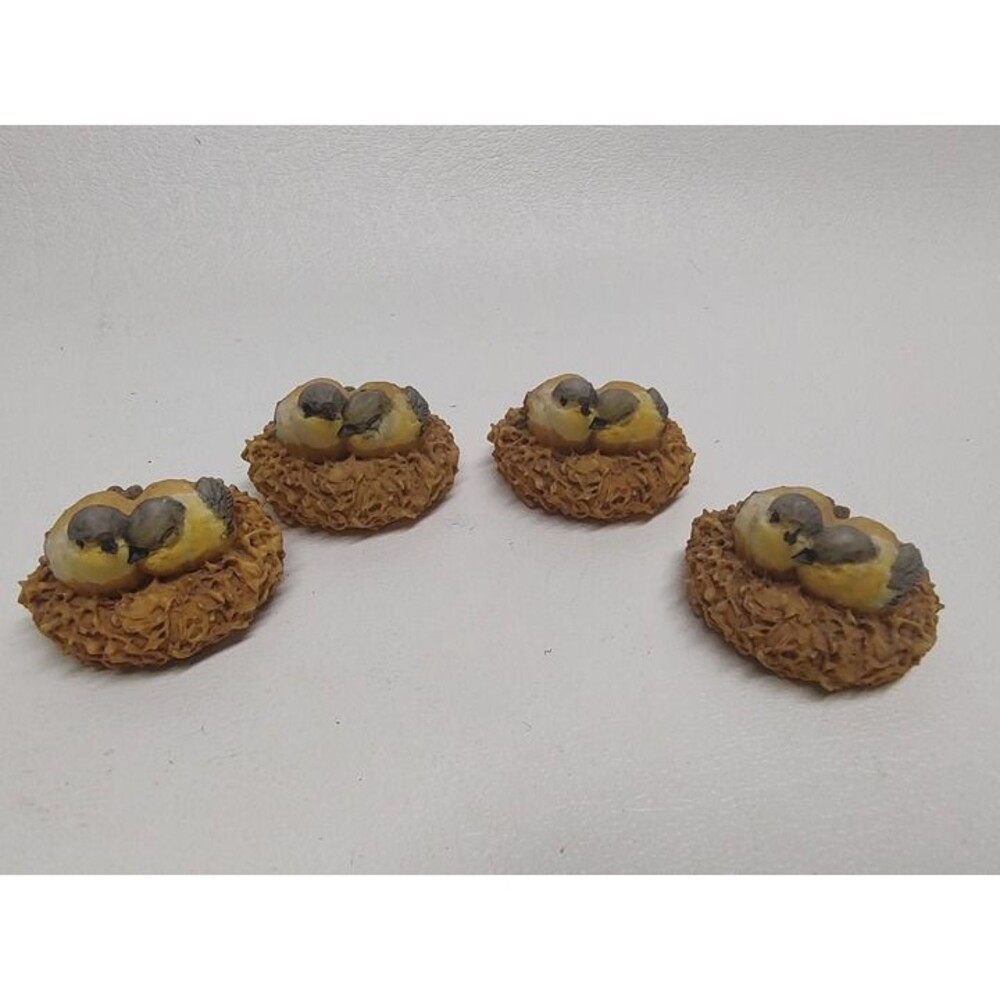 4 Vintage Artefice Ottanta 2 birds in Nest Resin Italy Figurine 1-3/8" Wide